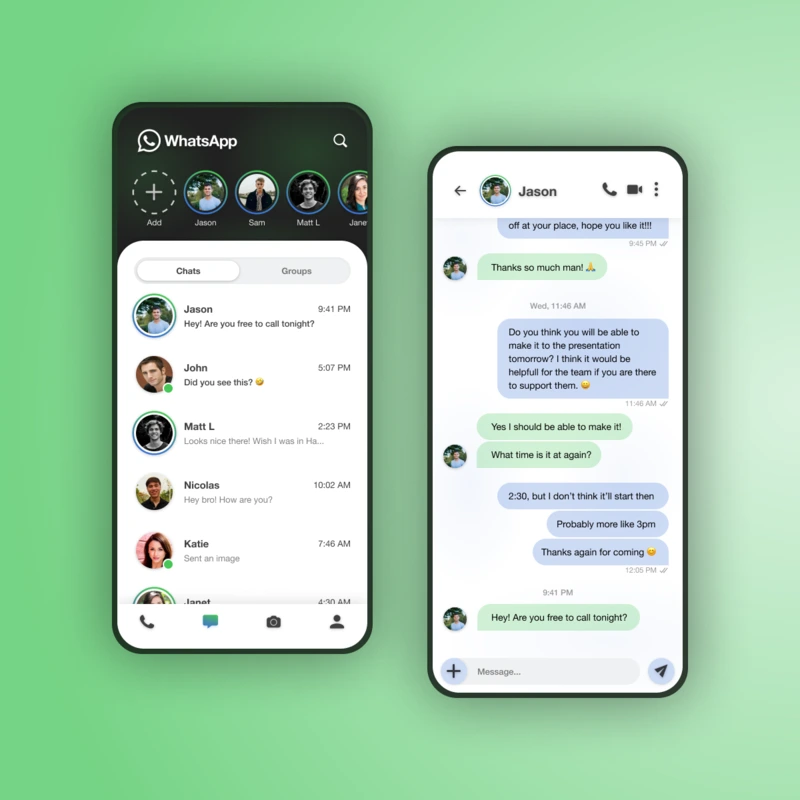 WhatsApp app redesign concept - UI by Divi