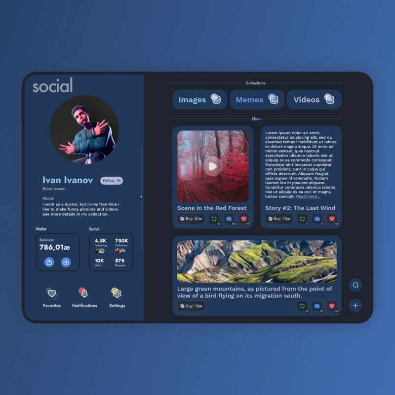 Social website concept - by Divi Newton